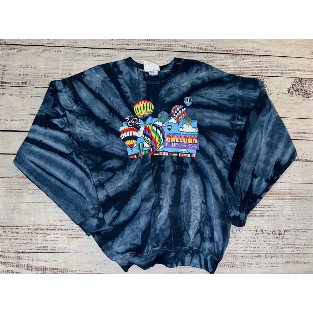 VTG Y2K Albuquerque 2005 Hot Air Balloon Festival Tie Dye Sweatshirt Adult M
